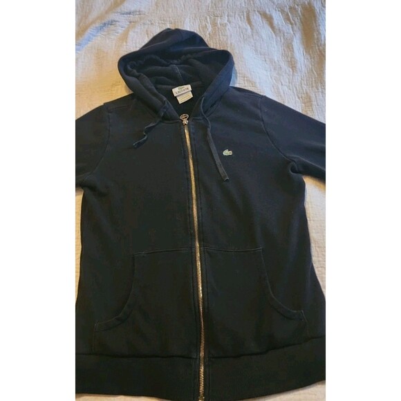 Lacoste Black Hoodie with 3/4 Sleeves  Zip Up Sz 42 Sz L - Picture 2 of 8